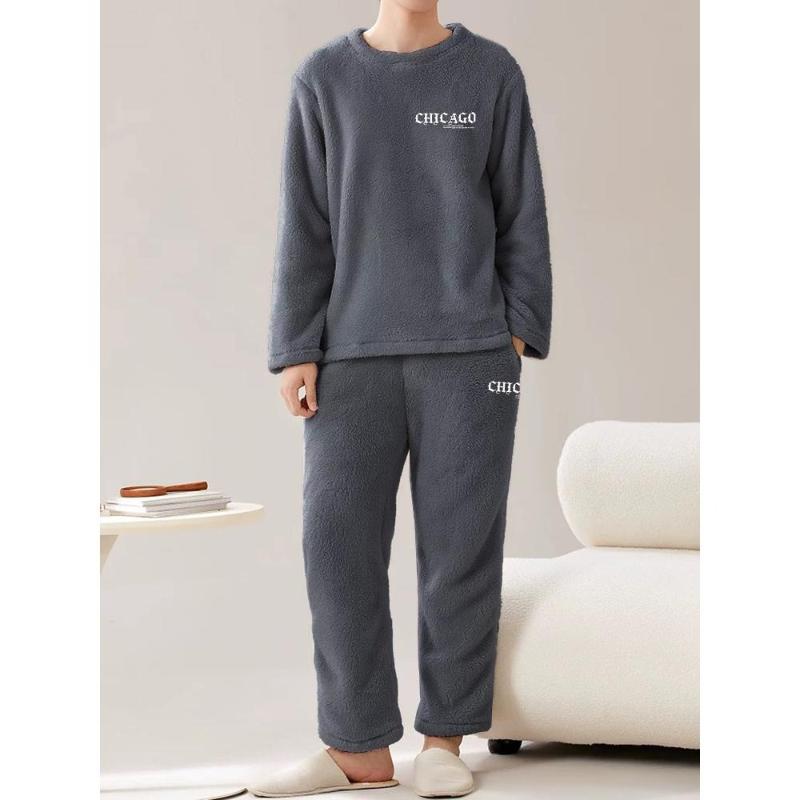 

Stretchable, Men s Flannel Loungewear Set, Ideal for Work From Home XXL сірий