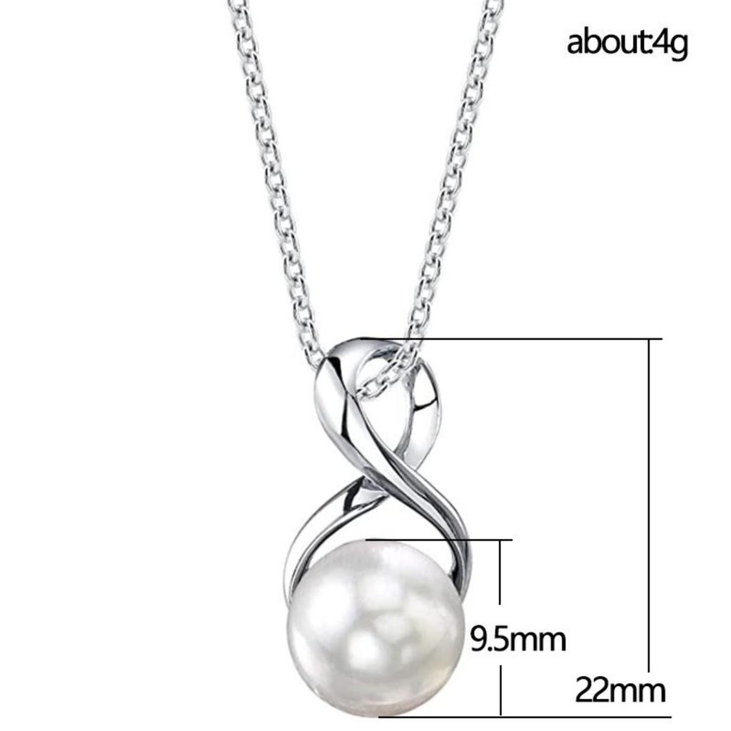 Twisted Infinity Loop Single Round Pearl Pendant Women Classic Cable Chain Clavicle Necklace