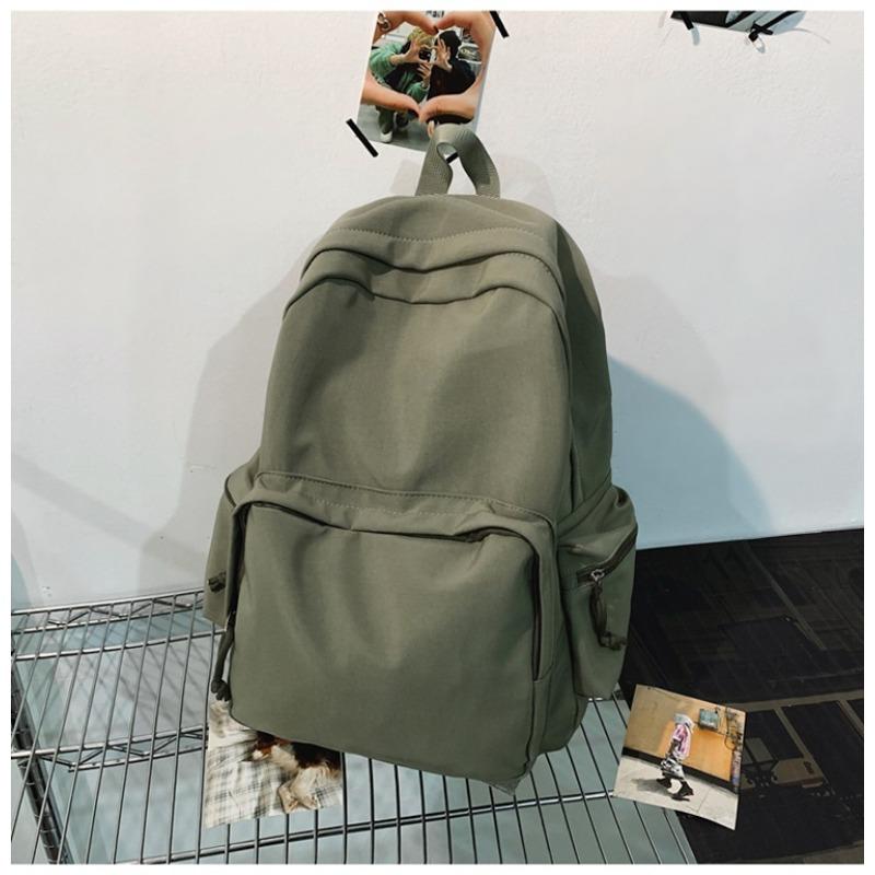 

Solid color retro versatile simple travel schoolbag female college student junior high school student backpack зелёный