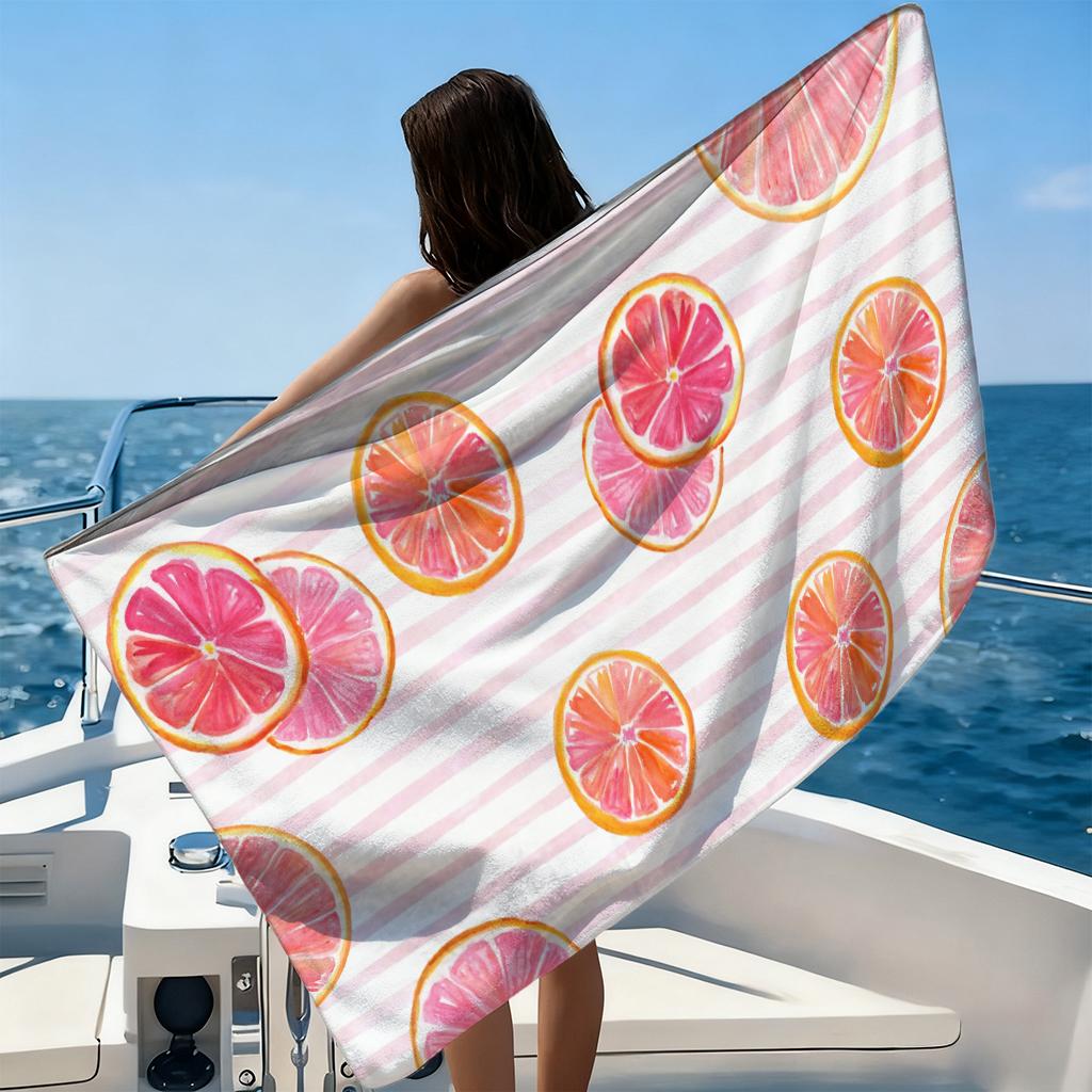 1pc Grapefruit Slices Beach Towel Quick-drying Super Absorbent Suitable for Swimming Beach Pool Gym Yoga Summer Gift for Friends