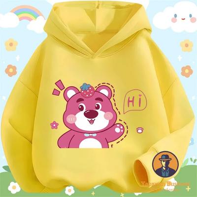 Fashion 2025 Hug Bear Boys' and Girls' Hoodies Cute Cartoon Print Windproof and Warm Autumn/Winter New Collection