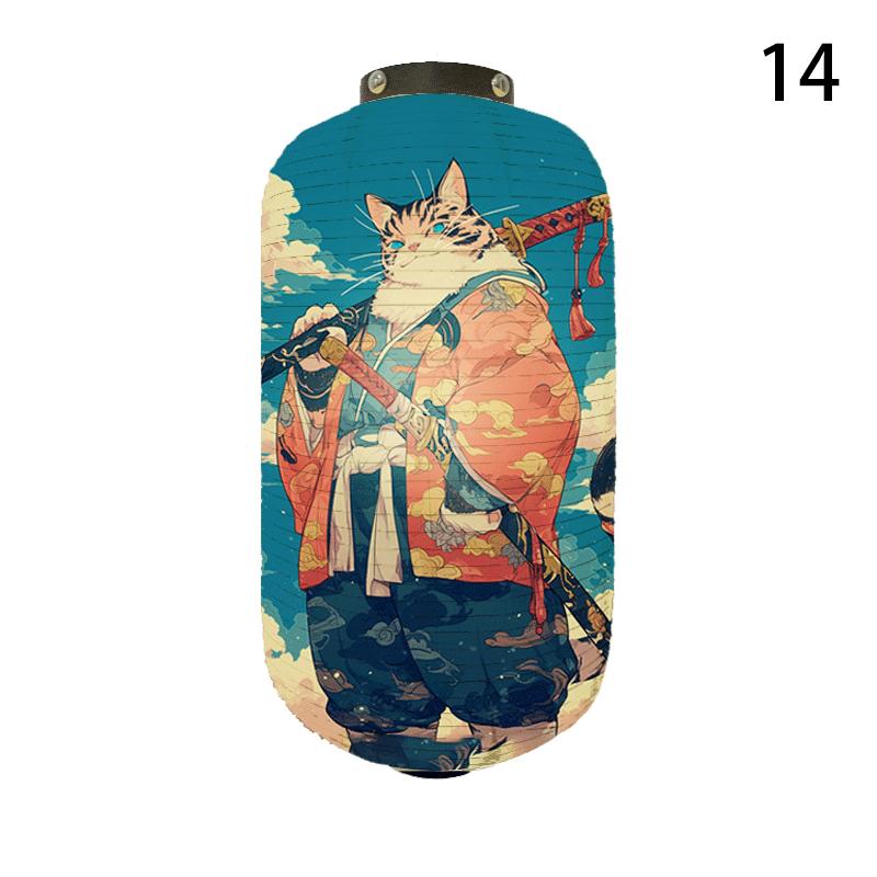 20x35cm Japanese Kimono Samurai Cat Art Pattern Lantern Restaurant Izakaya Cuisine Decor Advertising Sign Ukiyo-e Cloth Lanterns