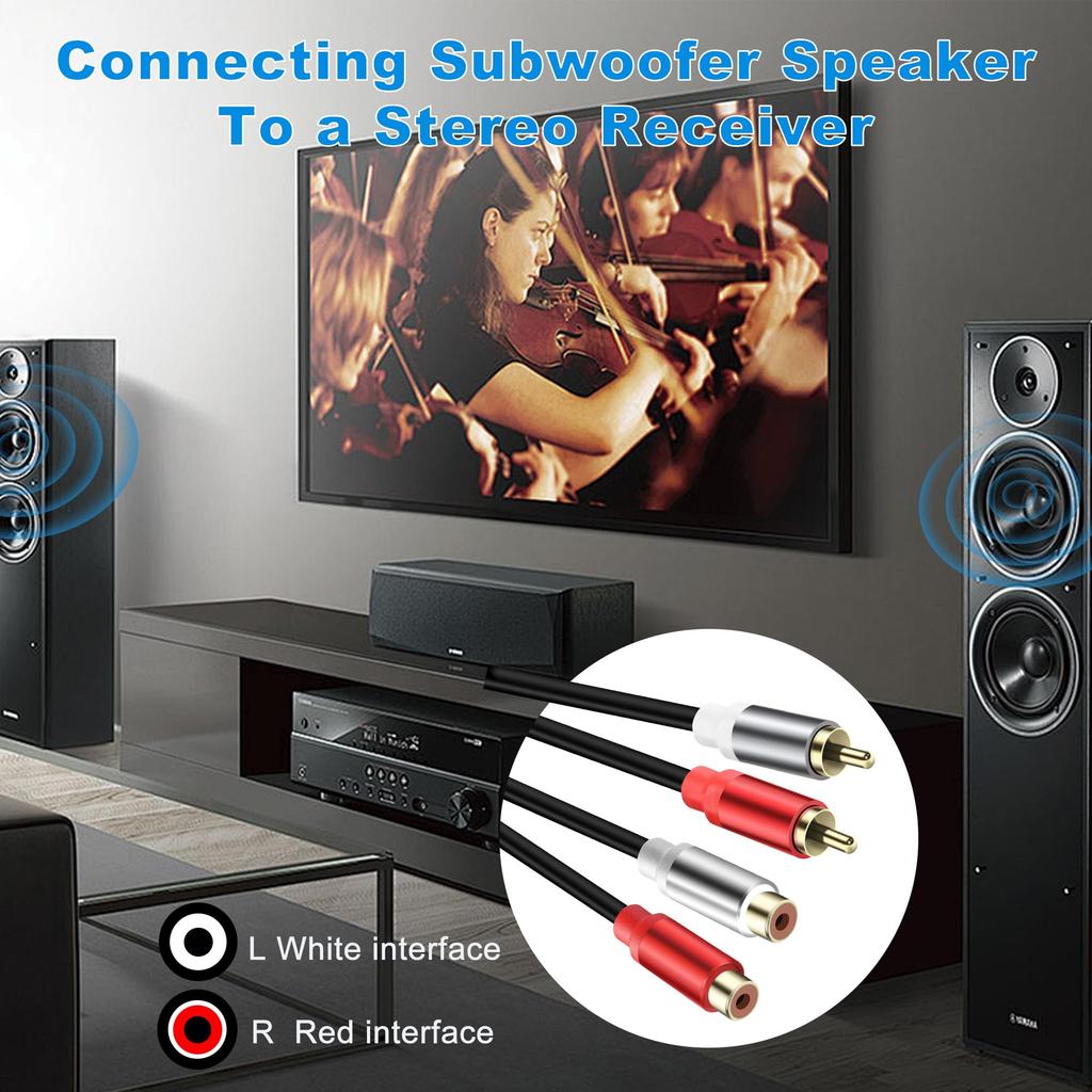 JSADZKJ JSADZJK 2 RCA Adapter 2 RCA Male to 2 RCA Female Stereo Audio Dual RCA Connector Jack Plug Extension Video Audio Subwoofer Auxiliary Audio