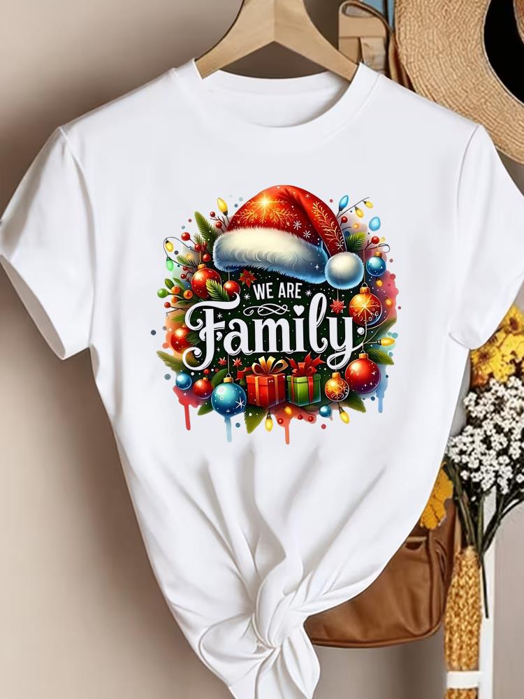 (Asian Size)tree sweet New Year Clothing T Shirt Women Fashion Christmas Festival Tee Top Print Woman Short Sleeve Graphic T-shirts