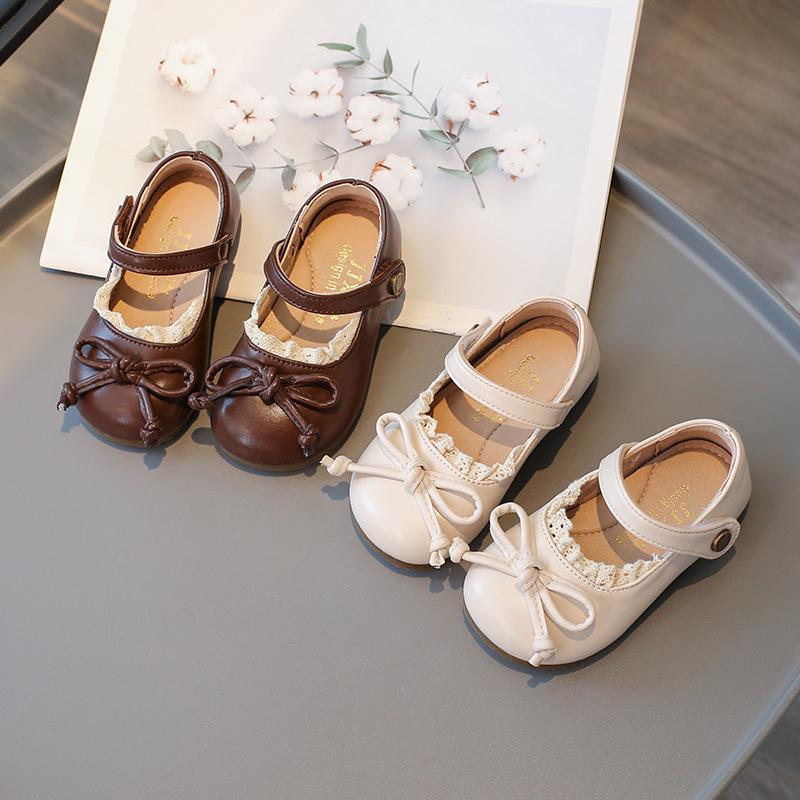 Spring New Children Leather Shoe Girl Princess Shoes Soft Soled Anti Slip Kids Shoe Fashion Bow Tie Girl Shoes Girl Single Shoe