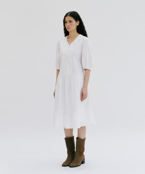 Depound Pintuck Midi Dress [White]