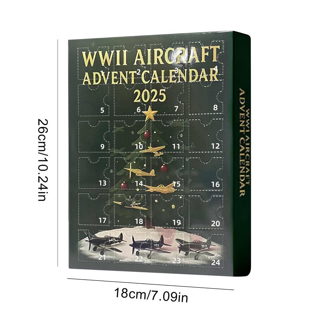 Aircraft Calendar Advent 24 Days Christmas Countdown Calendar with 24 Warbirds Pendant Acrylic Decorative Charm for December