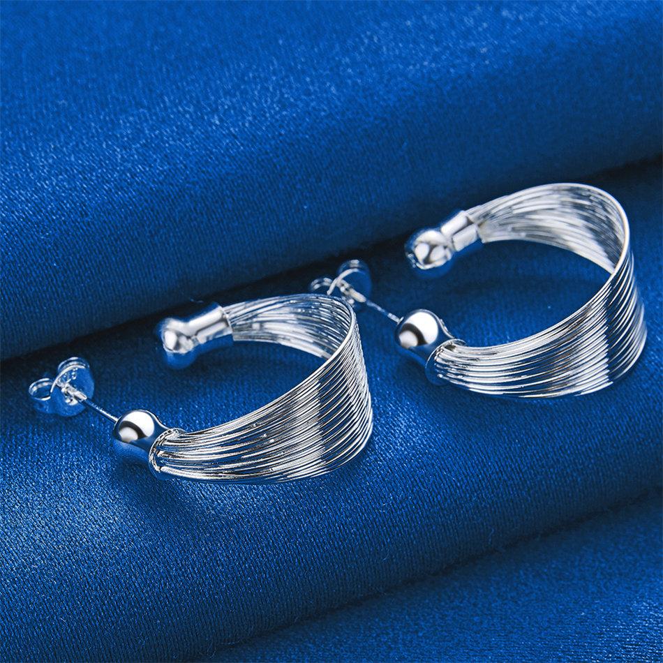 Elegant 925 Sterling Silver Delicate Multi-Strand Stud Earrings for Women, Fashionable Gifts, Party Jewelry Accessories