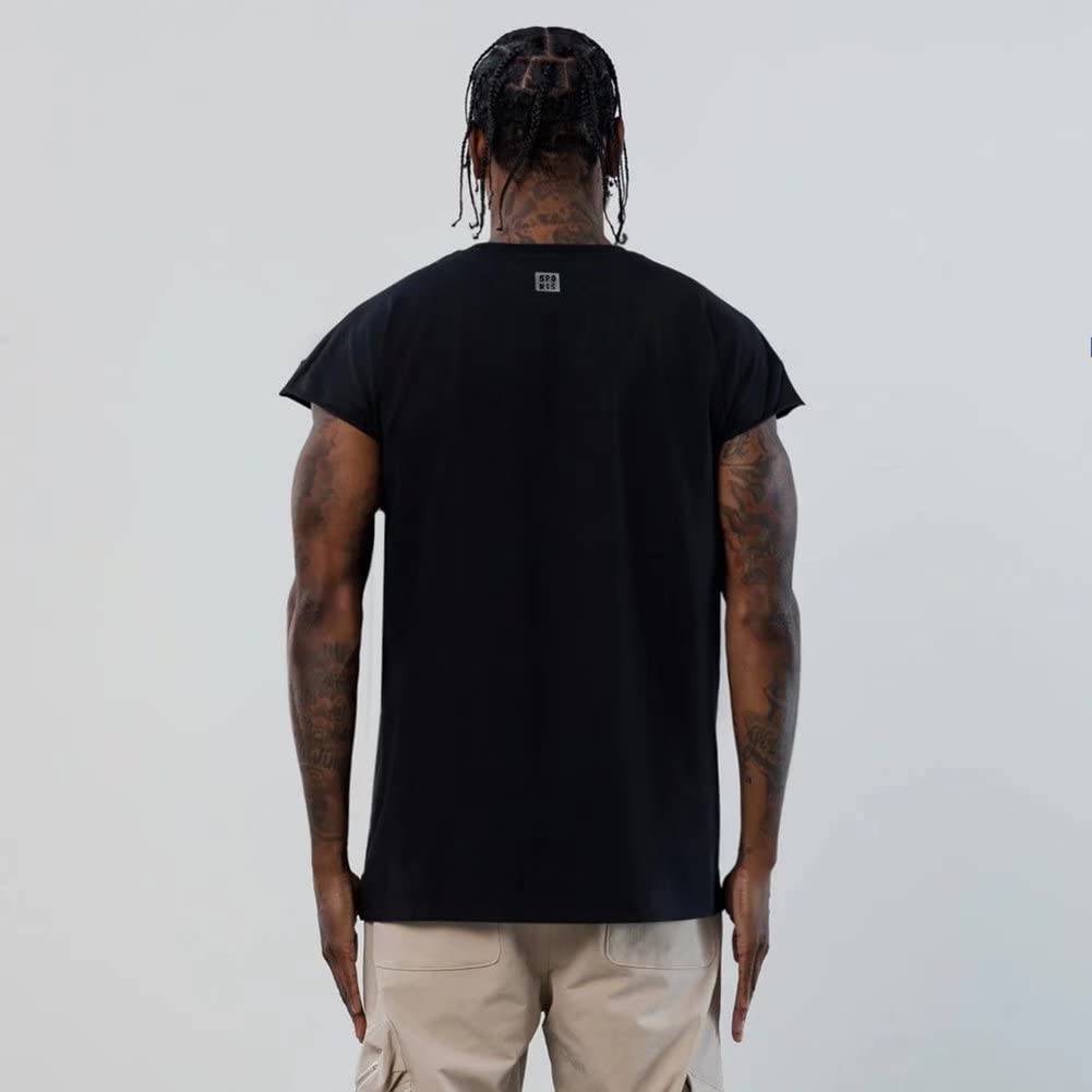 [Anmur] Men's Short-Sleeve T-Shirt, Training Wear, Sweat-Wicking, Quick-Drying, Innerwear, Top, Gym, Strength Training, Fitness, Loose Fit, Black, XL
