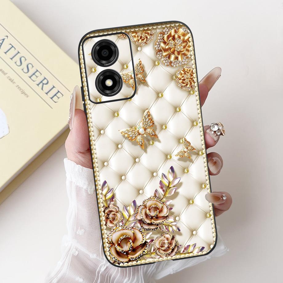 For Motorola Moto E13 4G Phone Case Moto E14 5G Back Cover Soft Matte Silicone Slim Fundas Lovely Panda Rabbit Flower Cartoon