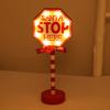 Christmas Street Sign Light with Bowknot Santa Stop Here North Pole Letter Vintage Reusable Xmas Holiday Decoration Desktop Guideboard LED Lamp