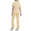 Ladies' Comfortable And Casual Solid Color Short Sleeved Pants Protective Suit Set