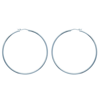 [H6155] - Silver 'Choreography' Steel Creoles - 6 Cm - 2 Mm