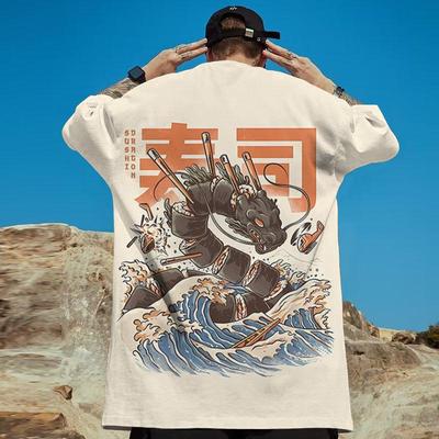 Camisetas japonesas para homens 3d comida impressão verão casual camisa esportiva solta grande camiseta rua harajuku manga curta tops camiseta