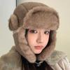 Plush Hat Women's Autumn and Winter Lei Feng Hat, Plush Thickened Warm Cycling Cold Ear Protection Hat