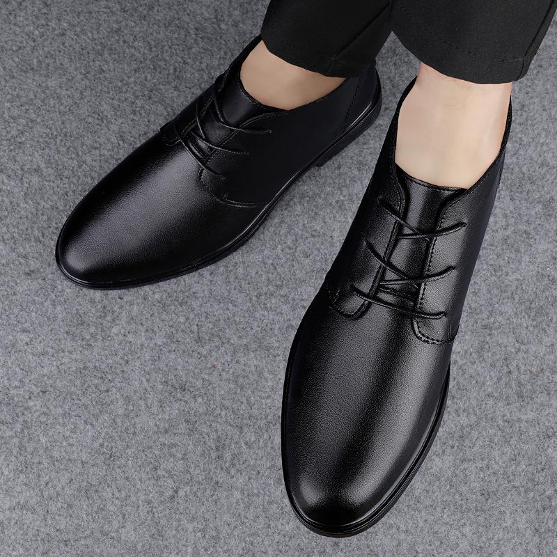 High-top leather shoes men's new winter leather velvet warm Martin boots business dress casual men's shoes