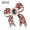 SKEDS Luxury Rhinesotne Pearl Bow Brooches For Women Exquisite Bowknot Pins Jewelry Party Wedding Crystal Corsage Badges Gift