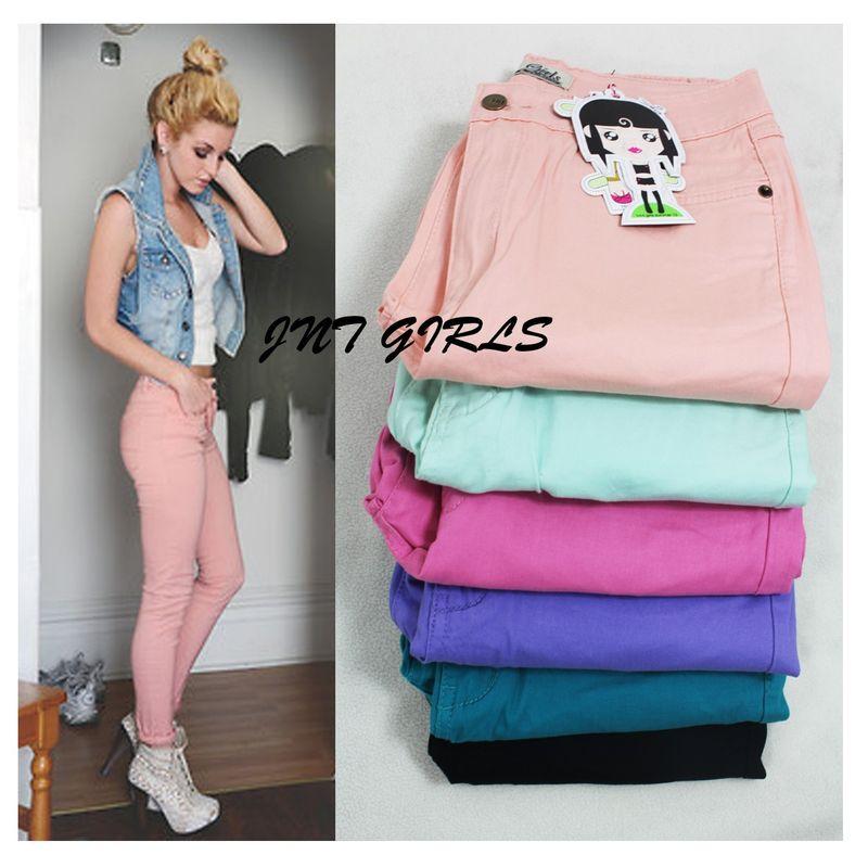 

Clearance Spring and Summer Plus Size Foreign Trade Original Order High Waist Chubby Girl Ice Cream Color Color Stretch Feet Pants **Dark green baby face pants 42