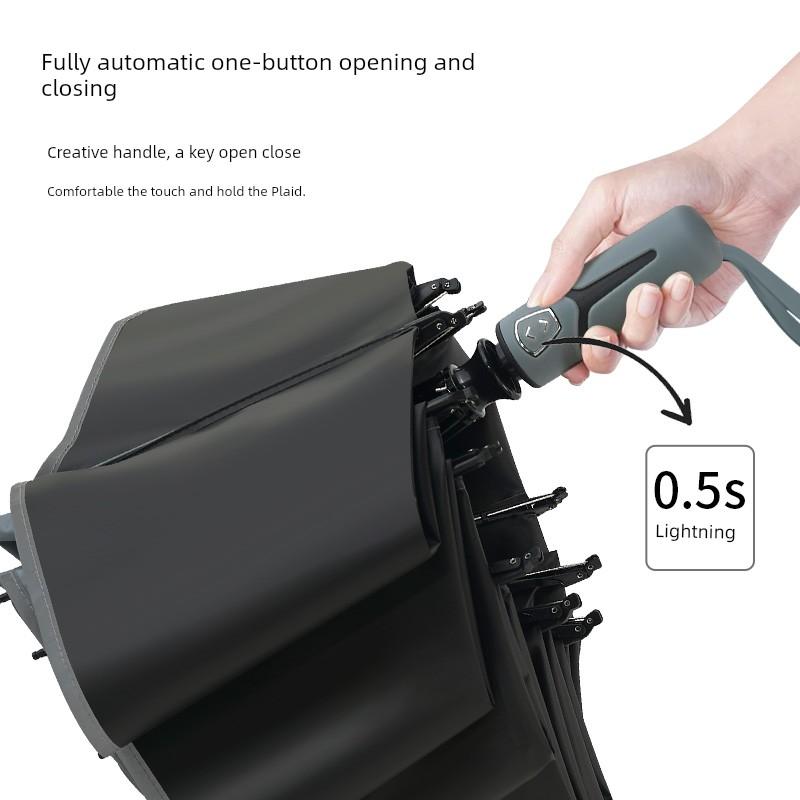 Fully Automatic Reverse Umbrella for Cars, Dual-Use for Sun and Rain, One-Touch Full Retraction, Sun Protection, Foldable with Reflective Strips