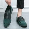 Fashion Men's Formal Leather Shoes British Style Oxford Loafers Pointed Toe Breathable Non-Slip Business Dress Wedding Office Green Shoe