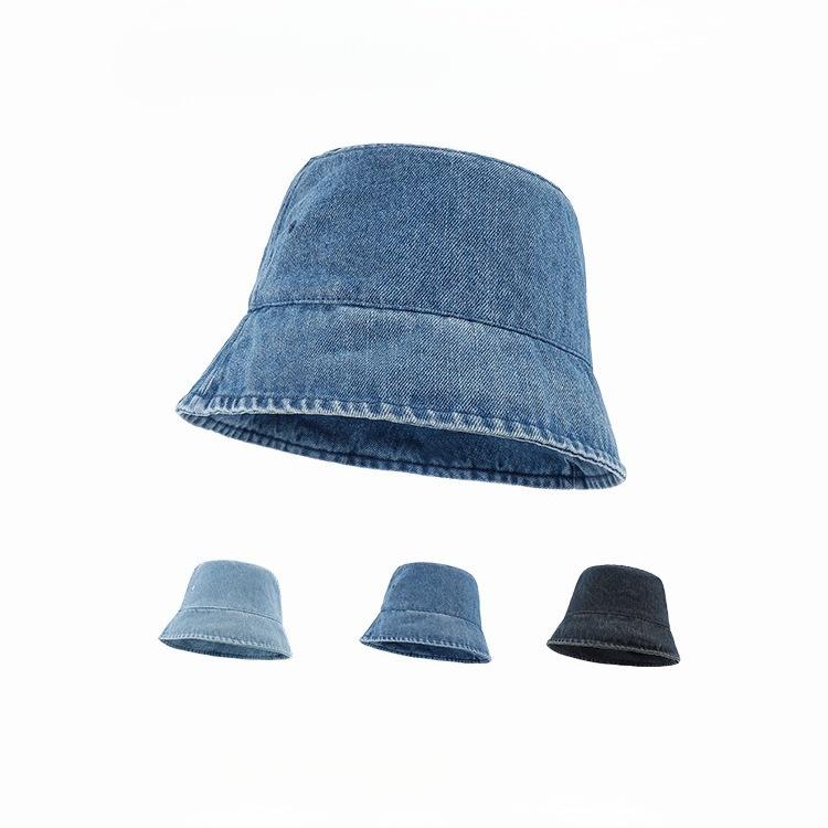 New denim bucket hat women's fashion plain bucket hat spring and autumn face small hat niche versatile basin hat