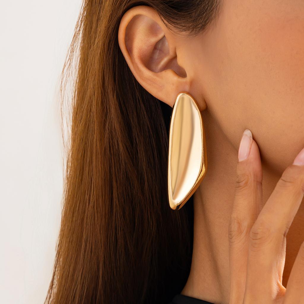Ingemark Punk Irregular Geometric Smooth Surface Stud Earrings for Women Trendy Gold Color Metal Piercing Earrings Party Jewelry