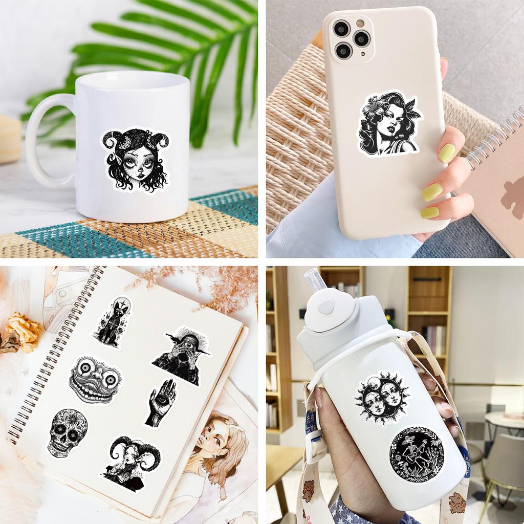 10/50/100 Stück Graffiti Schwarze Gothic Punk Aufkleber für DIY Koffer Wasserflasche Handy Gitarre Laptop Auto Motorrad Skateboard