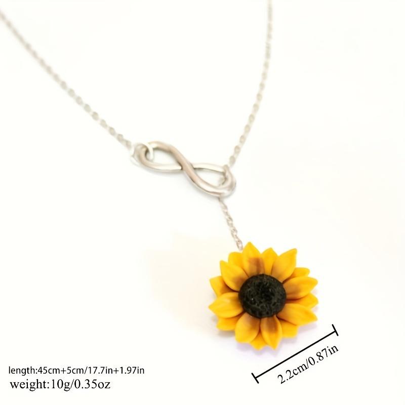 1pc Yellow Sunflower Pendant Necklace Clavicular Chain Choker Fashion Jewelry Accessories For Men