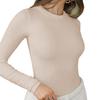 2025 Y2K Ribbed Crew Neck Women's Slim Fit Long Sleeve T-Shirt - Solid Color