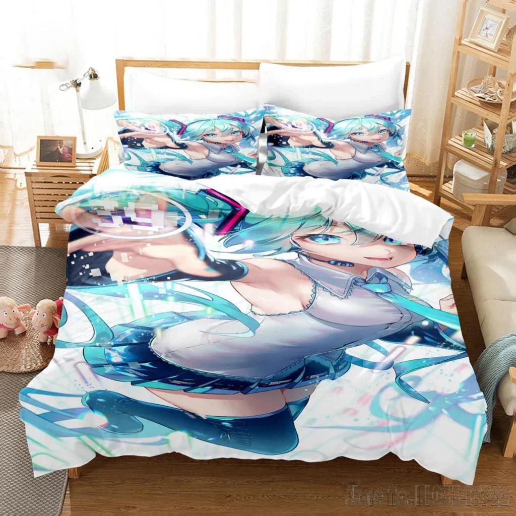 Anime Quilt Set Hatsune Duvet Cover Set HD Comforter Cover for Kids Bedding Sets Bedclothes Bedroom Decor
