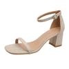 Summer sexy fairy wind bag heel open-toed square head word with high heels sandals women 2025 new high heels thick heel