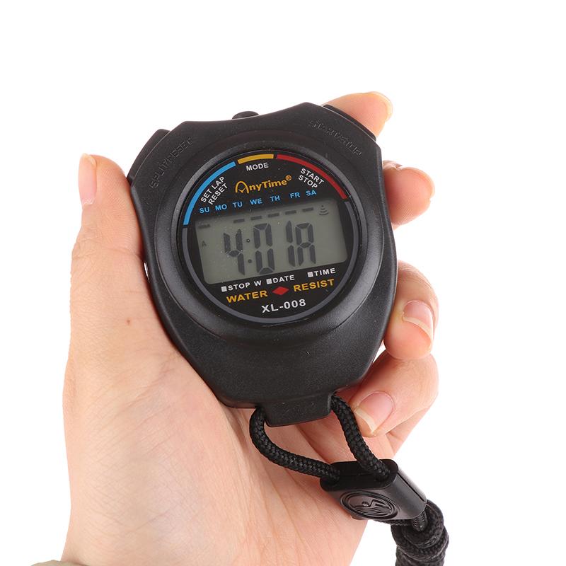 1Pc Lcd Timer Stop Watch Timer Tool Black  Portable Waterproof Chronometer Handheld Stopwatch Digital Sport Stopwatch