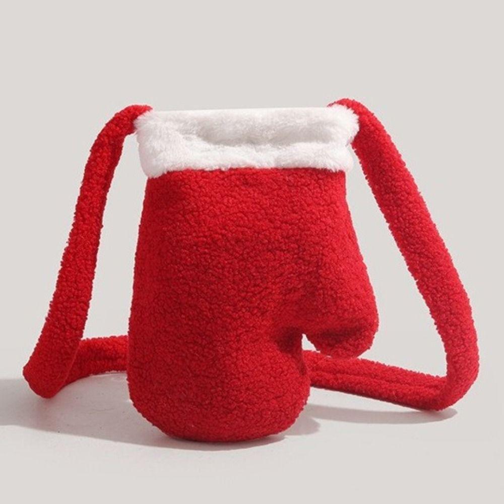 Neujahr Rot Plüschtasche Unregelmäßiger Handschuh Umhängetasche Mode Weihnachten Schultertasche Neujahr