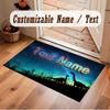 Dinosaur Theme Soft Crystal Velvet Rug Custom Name & Text Print Non Slip Floor Rug for Bedroom Living Room