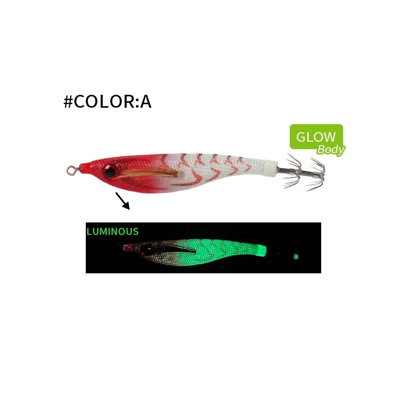 99mm Floating Luminous Squid Jig Topwater Artificial Lure for Saltwater Squid Fishing Glow Night Bait with Feathered Hooks