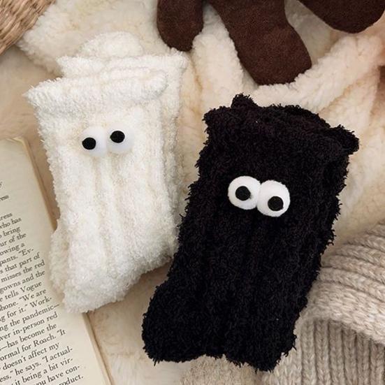Funny Socks with Big Eyes Warm Cozy Plush Fuzzy Winter Sleep Socks Socks for Women Indoor