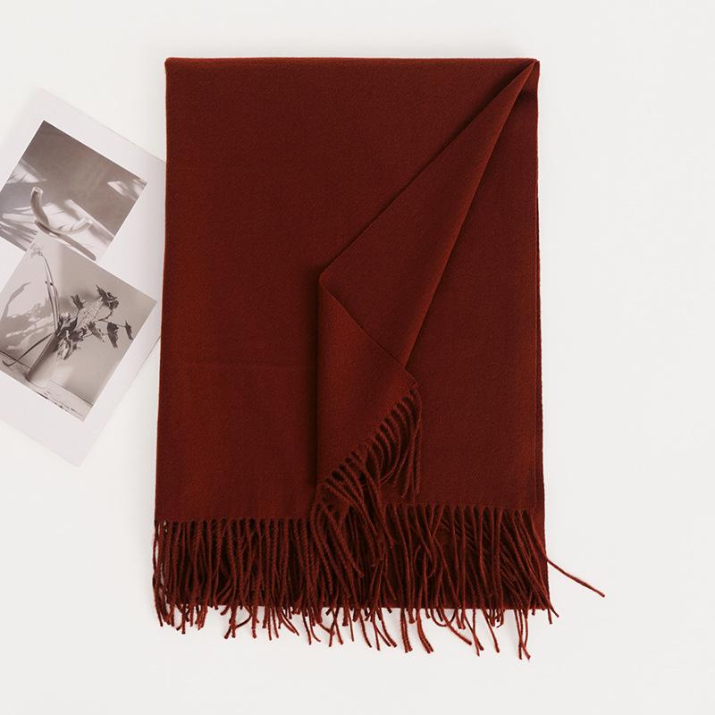 Cashmere Feel Solid Color Women's Imitation Cashmere Scarf 1116 Winter Atmosphere Korean Versatile Medium and Long Shawl Scarf