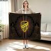 Al-Ittihad Club Logo Aufdruck Flanelldecke Hohe Qualität Warm Bequem Decke für Alle Jahreszeiten Perfekt für Geschenke Heimdekoration