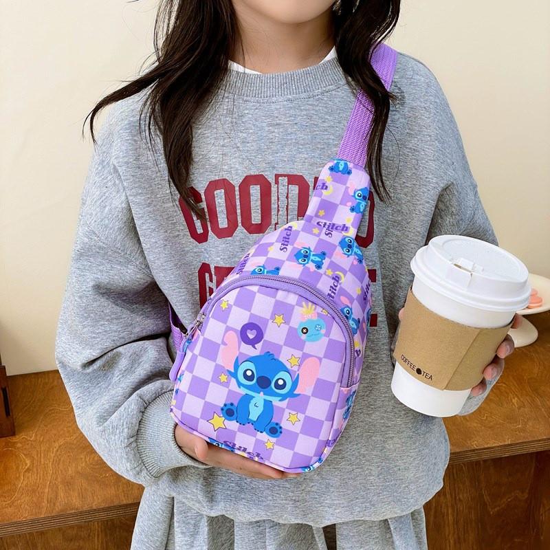 Adorable Cartoon Chest Bag For Kids Ages 3 To 6 With Fun Print Design In Green And Blue