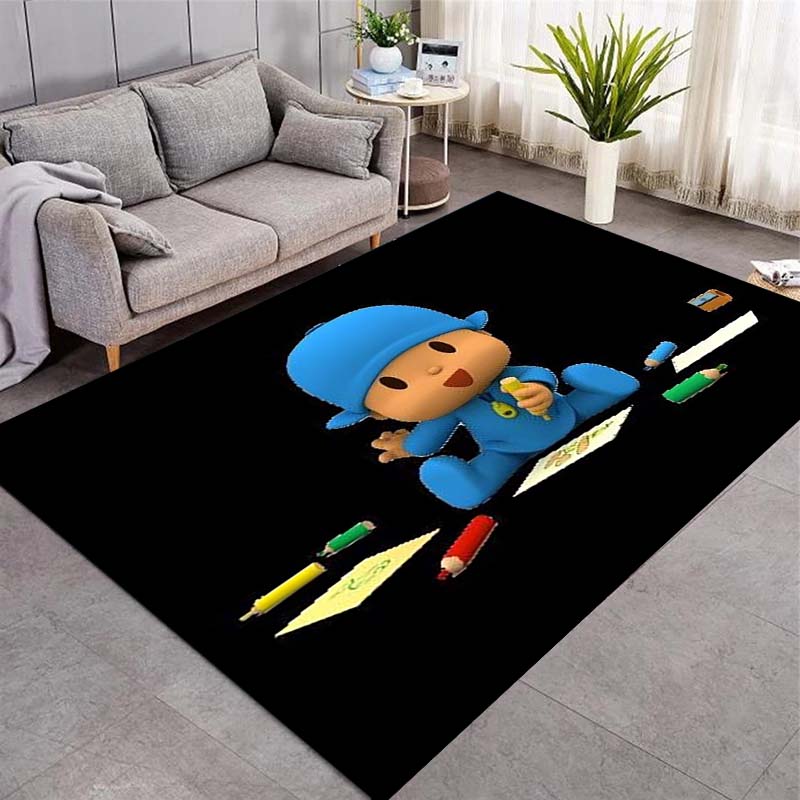 Pocoyo Cartoon Anti-slip Area Rug Light Green Letter Print Floor Mat Anime Home Decor Carpet Gift For Animation Lovers