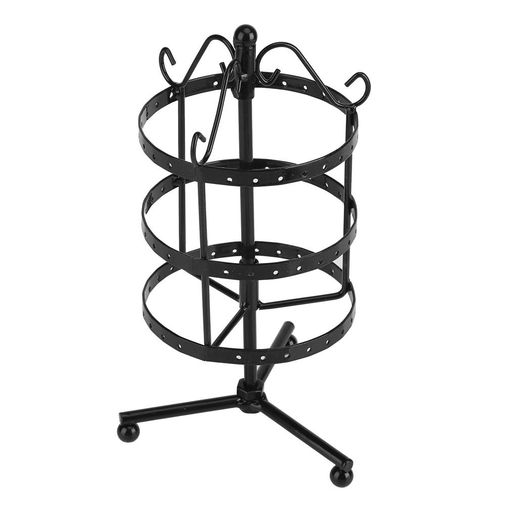 

3Colors Creative 3Tiers 72Holes Rotatable Earring Organizer Display Stand Metal Jewelry Holder чёрный