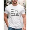 Men's Bla Bla Bla Cartoon Print T-Shirt - Casual Round Neck Short Sleeve Tee with Bla Bla Bla Character, Machine Washable Suitable for Athletic Wear