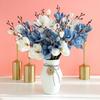 Artificial Magnolia Flower Branch 5 Forks 20 Heads For Home Living Room Decoration Fake Silk Flower Wedding Party Flower Bouquet