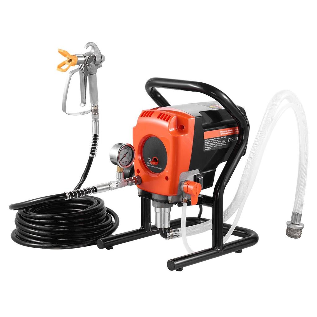 Stand Airless Paint Sprayer, 900W, 3300PSI High Pressure Airless Sprayer, Cleaning Brush, Hose, Extension Rod, Nozzles, Electric Spray Paint Machine