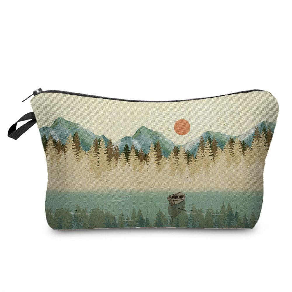 Women Landscape Painting Print Cosmetic Bag Toiletries Organize Travel Storage Case 6672