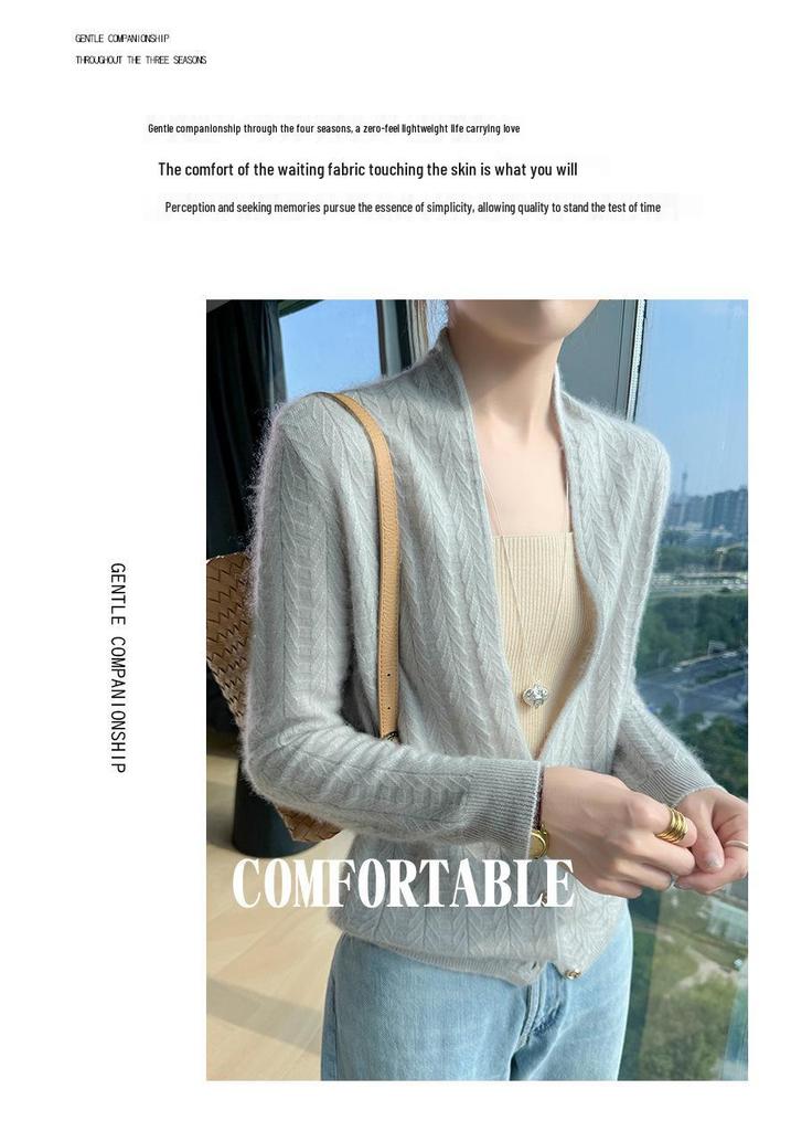 Women's 100% Wool Stand Collar Cardigan - Autumn/Winter Fashion Versatile Outerwear