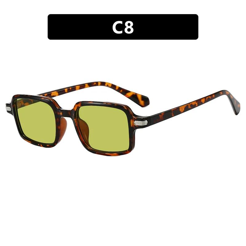 New Vintage Rectangle Women Sunglasses Fashion Clear Ocean Gradient Lens Shades Outdoor UV400 Men Fashion Rivets Sun Glasses