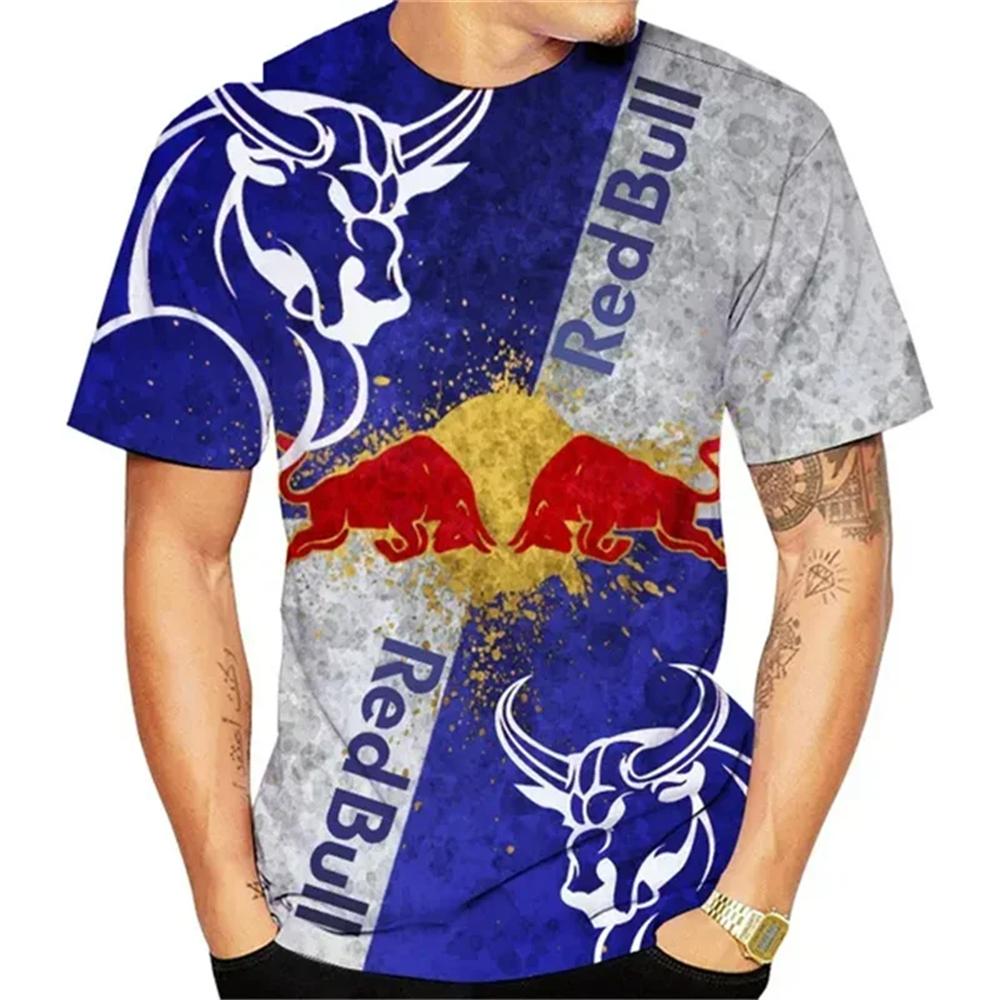 2025, the Latest Red Bull T-shirt, Fashionable Racing T-shirt, 3D Red Bull Print T-shirt, Urban Fashion, Red Bull Clothing