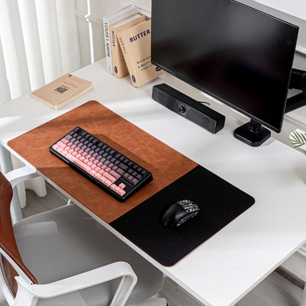 Anti-wear Portable Retro Mousepad Large PVC Leather Mouse Pad Double-sided Non-slip Esports Table Mat Desktop