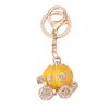 Keychain Pendant Sparkling Rhinestones Pumpkin Carriage Shape Charm Key Chain Strong Lobster Clasp Multi-Functional Key Holder